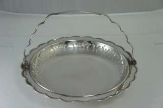   SILVER PLATE FOOTED BRIDES OR BREAD BASKET,BOWL,DISH W/HANDLE  