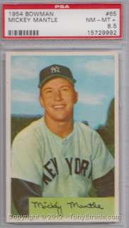 1954 Bowman #65 Mickey Mantle   PSA 8.5  