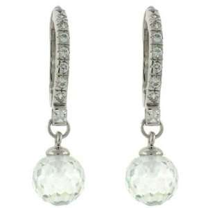    Sterling Silver with Cubic Zirconia Ball Drop Earrings: Jewelry