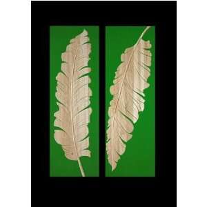  Forest Green Stained Tropical Leaf Wall Art