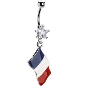 France Flag Dangle Belly Ring
