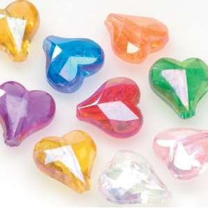  FACETED HEART TRNS/MULTI 144PC/PKG 