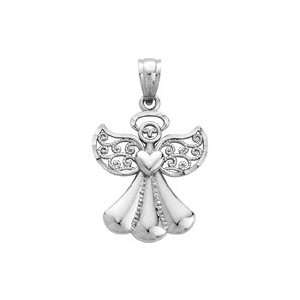  Filigree Angel Charm in 14K White Gold: Jewelry