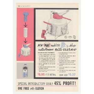  1957 KAZ Model 250 Deluxe Vaporizer Trade Print Ad
