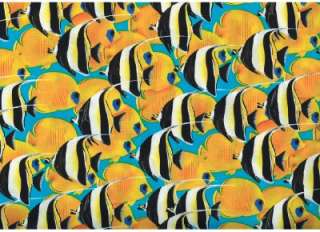 TROPICAL FISH YELLOW AND STRIPED~ Cotton Quilt Fabric  