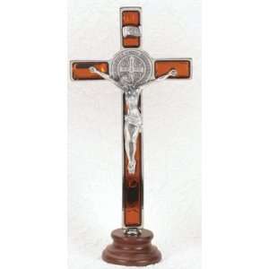  8 Orange Pearl St. Benedict Crucifix (11 2026) on Wood 