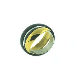  Stainless Steel Tri Colored Rolling Ring, Size 5: Jewelry