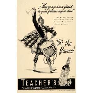   Ad Teachers Highland Cream Whisky Kilt Drum March   Original Print Ad
