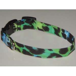  Green Blue Black Cheetah Leopard Animal Print Dog Collar 