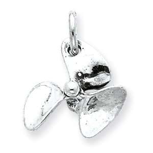  Sterling Silver 3D Antiqued Boat Propeller Charm: Jewelry