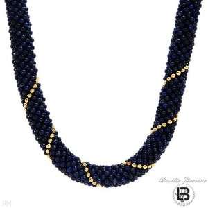 BASILIO LIVERINO 18K Yellow Gold Lapis Lazuli Ladies Necklace. Length 