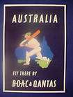 1953 boac qantas australia cricket flight poster  