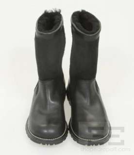 Ugg Australia Black Leather & Shearling Winter Boots Size 9 NEW  