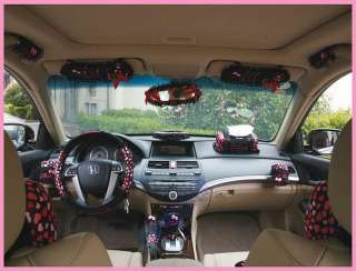 Hello Kitty Black dream Lace Pink Dot Car Steering Wheel Holder 