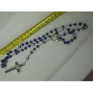  Traditional Clear Purple Color Rosary Necklace with Cross 
