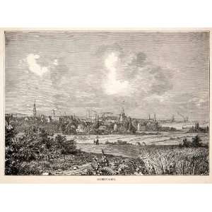   Skyline Malmo Sweden   Original Wood Engraving