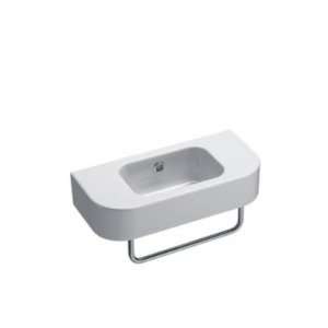 Traccia Contemporary Curved White Ceramic Wall Hung Bathroom Sink Hole 