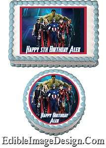 THE AVENGERS Edible Birthday Cake Image Decoration Cupcake Topper 