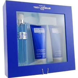 Excited By Ted Lapidus For Men. Set edt Spray 3.3 Ounces & Aftershave 