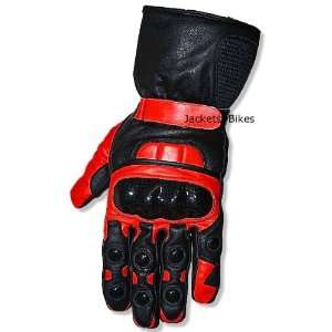  NEW MENS MOTORCYCLE BIKE KEVLAR LEATHER RED GLOVES M 