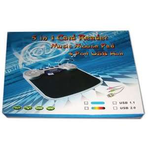  5 in 1 Card Reader Music Mouse Pad 4 Port USB Hub: Office 