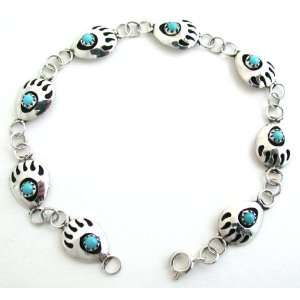  Navajo Small Bear Paw Overlay Link Bracelet Jewelry