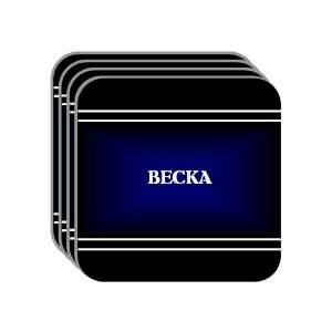 Personal Name Gift   BECKA Set of 4 Mini Mousepad Coasters (black 