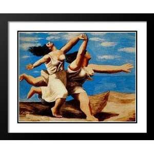   Double Matted Art 25x29 Two Women Running on a Beach Home & Kitchen