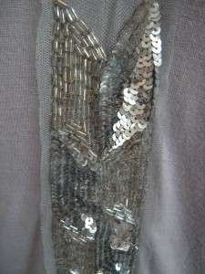 TOPSHOP GREY SEQUIN FRILL TOP UK/AUS 14  