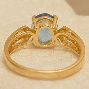 Blue Topaz and Diamond 14Kt Gold Right Hand Ring Estate  