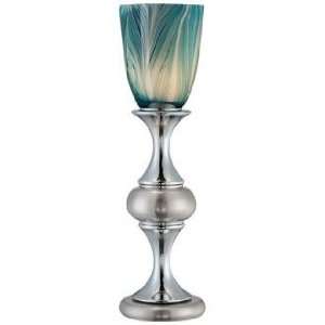  Chrome/Steel Blue Art Glass 24 3/4 High Accent Lamp
