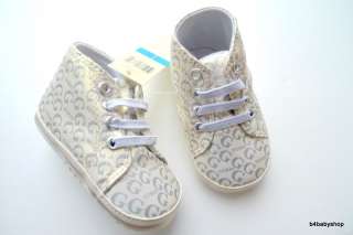 NWT Silver Sparkle Baby Boy Girl High top Sneakers 0 6M/6 12M/12 18M 