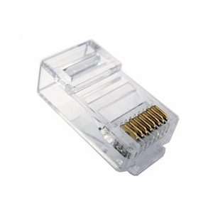  CAT6 8X8 RJ45 Modular Plug, 3 Prong Staggered, Round Solid 