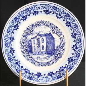 Vintage Belgian Blue White Delft Ceramic Transferware Plate Kontich 