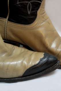 VTG Mens TONY LAMA Two Tone Leather Cowboy Boots Sz 9½  
