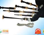 Highland Blackwood Bagpipe Full Set with Brass Gold Platted Engraved 
