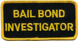 Bail Bond Investigator Hat or Jacket Patch  