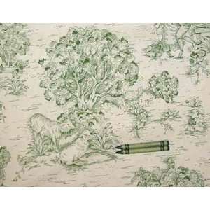    Green on Ivory Country Toile Drapery Fabric: Home & Kitchen
