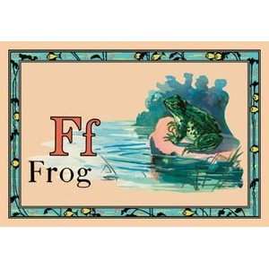  Frog   12x18 Framed Print in Gold Frame (17x23 finished 