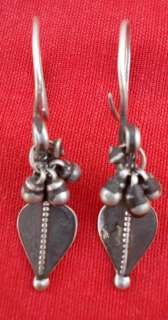 ANCIENT TRIBAL OLD SILVER EARRING PAIR GYPSY HIPPIE  