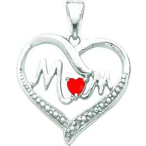  Sterling Silver Cubic Zirconia Mom Heart Charm: Jewelry