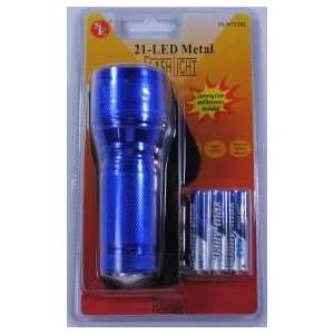  Flashlight 21 LED Metal (Blue) (Case of 10)