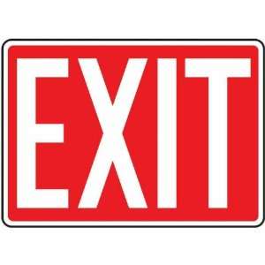 Safety Sign, Exit (white/red), 10 X 14, Aluminum:  