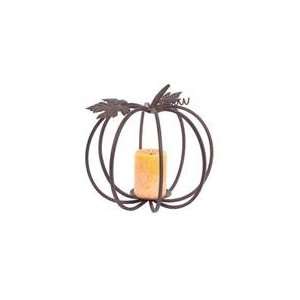   Fall Harvest Brown Rustic Metal Pumpkin Pillar Candle: Home & Kitchen