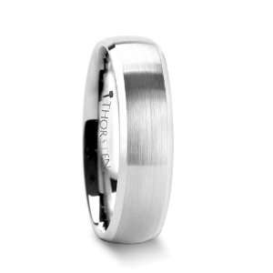 POLARIS Domed Brushed Finish Tungsten Ring with Polished Bevels   6mm 