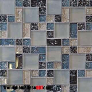 10 SF Blue crackle glass mosaic tile kitchen backsplash wall bathroom 