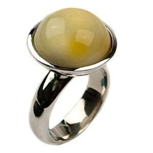  Amber and Sterling Silver Round Ring: Ian & Valeri Co.: Jewelry