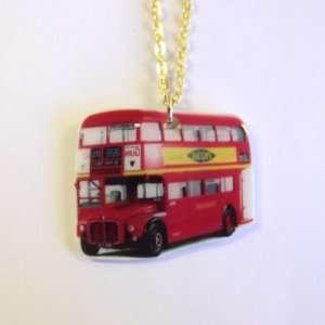  Sour Cherry Gold plated base London Bus Necklace Style 1 