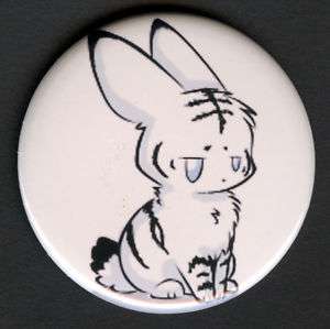 MEDIUM BUNNY BUTTON WHITE TIGER Anime Style Rabbit Pin  