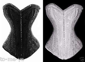  Spiral Steel Boned Overbust Corset Lace up Basque Costume S 2XL  